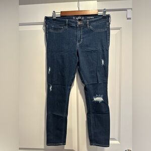 Hollister Dark Blue Distressed Skinny Jeans